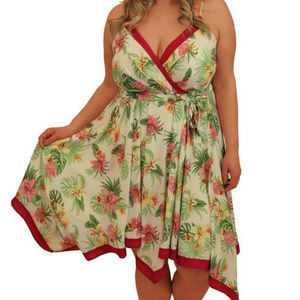 SOLD! Floral Handkerchief Faux Wrap Dress Size 14